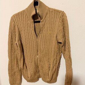 Ralph Lauren Men's Camel Zip-Up Sweater